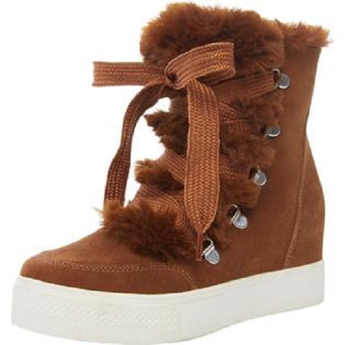Steve Madden Women's Wharton Faux Fur Bootie Orange Size 6.5 M