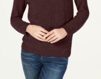 INC International Concepts Women's Chenille Cowl-Neck Sweater Red Size Medium