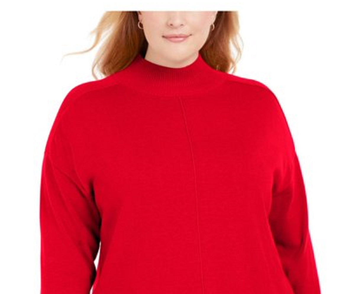 Karen Scott Women's Cotton Mock-Neck Sweater Bright Red Size XX Large