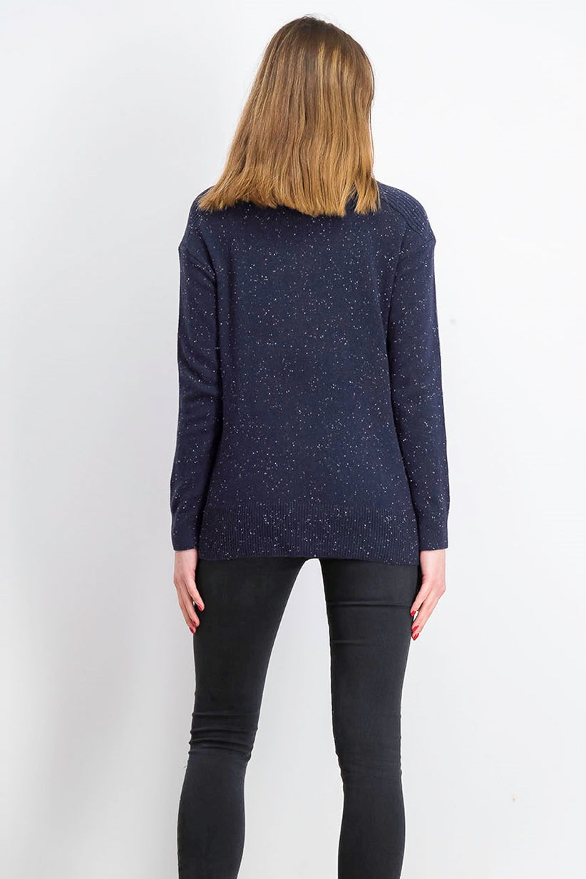 Karen Scott Women's Mock-Neck Shimmer Sweater Navy Size Medium