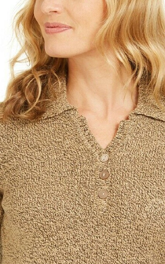 Karen Scott Women's Point Collar Sweater Chestnut Brown Size Petite M
