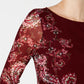 Charter Club Women's Petite Floral-Print Mesh Top Wine Size Medium