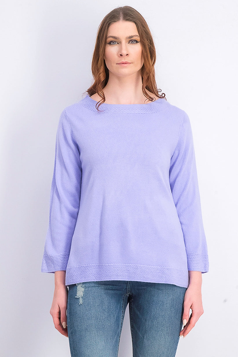 Karen Scott Women's Bateau-Neck Long-Sleeve Sweater Purple Size Extra Small