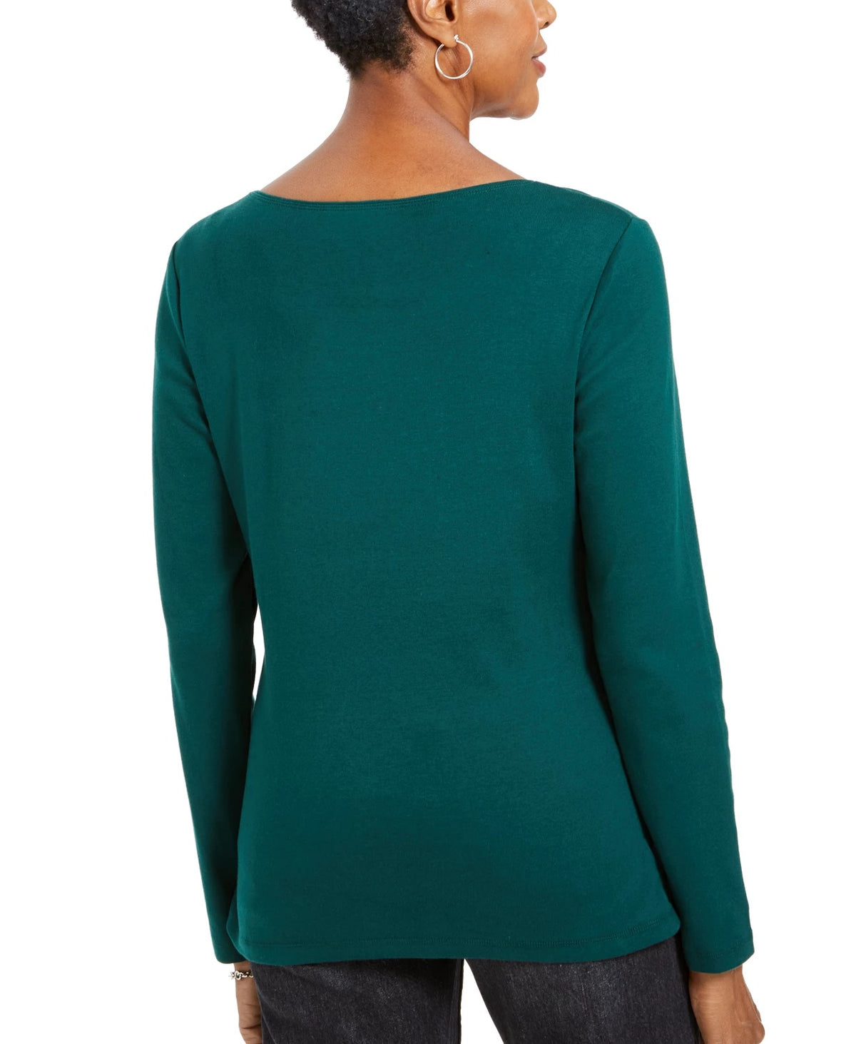 Karen Scott Women's Sparkle Holiday Graphic Shirt Green Size Small