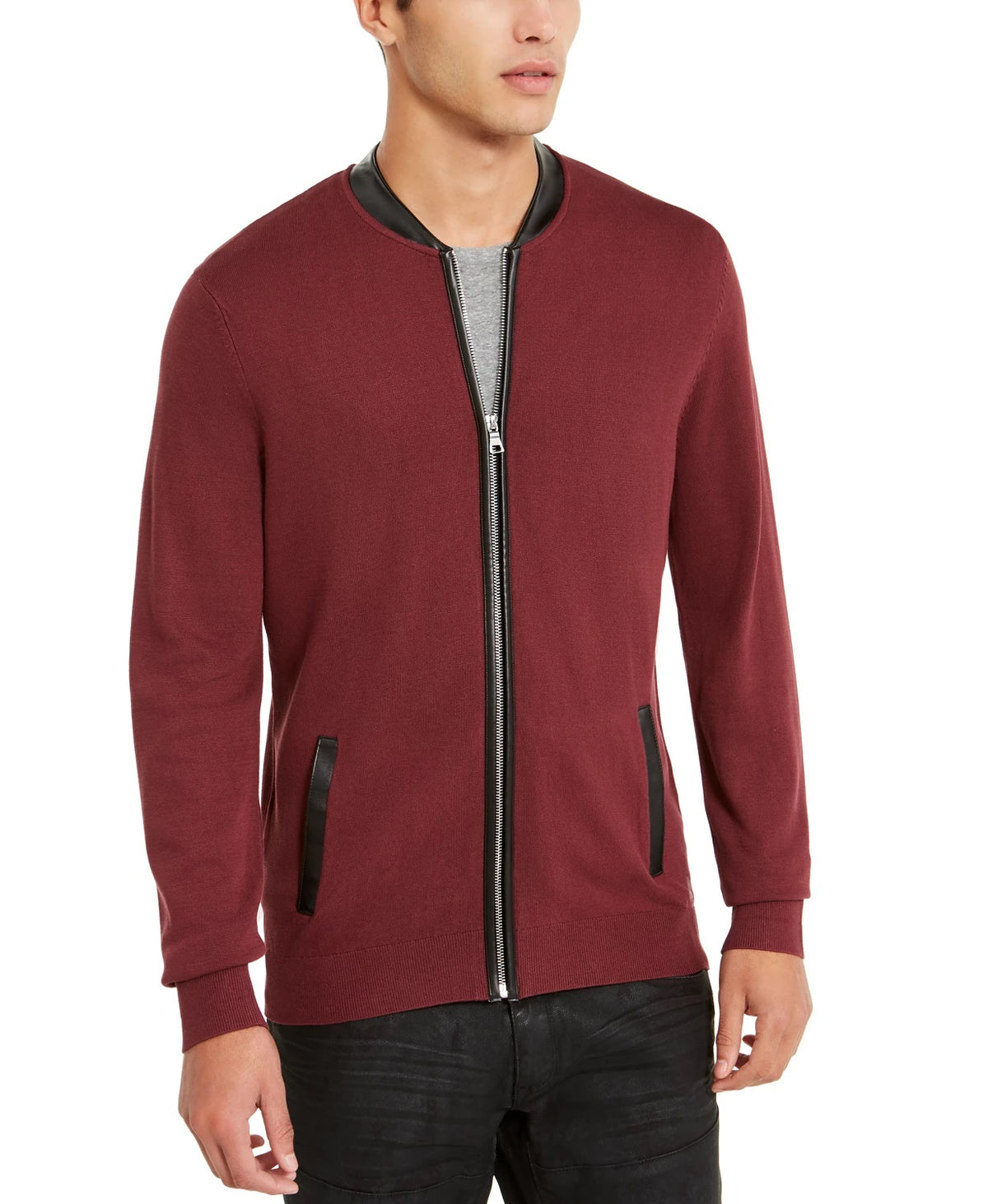 INC International Concepts Men's Zip Front Cardigan Brown Size Small