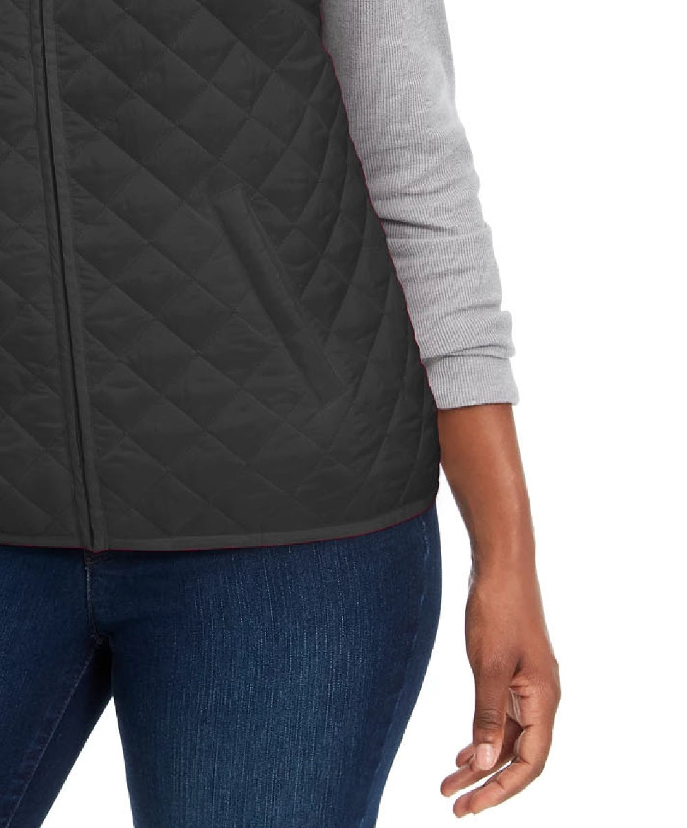Karen Scott Women's Quilted Puffer Vest Black Size Petite Small