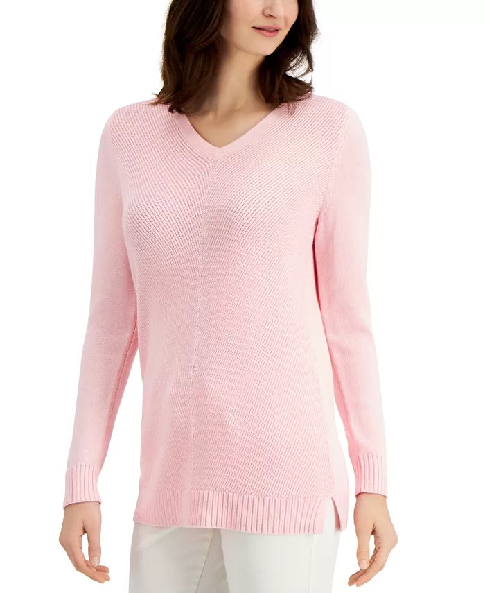 Charter Club Women's V-Neck Sweater Pink Size Extra Small