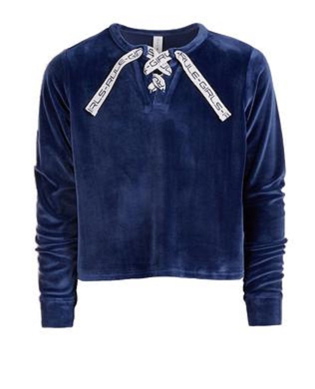 Ideology Big Girls Lace-Up Velour Sweatshirt Dark Blue Size Medium