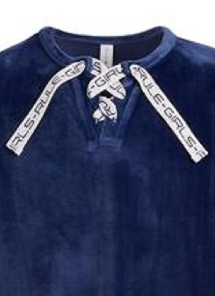 Ideology Big Girls Lace-Up Velour Sweatshirt Dark Blue Size Medium