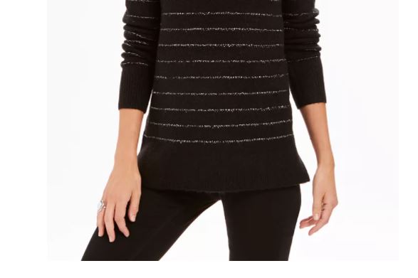 Style & Co Women's Lurex Cowl Neck Sweater Black Size X-Small