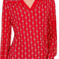 Charter Club Women's Printed Split Neck Top Blue Size Medium
