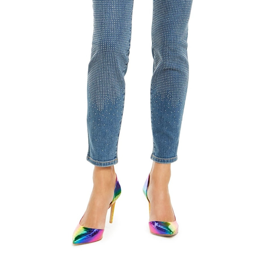 INC International Concepts Women's Bling-Front Skinny Jeans Blue Size 8