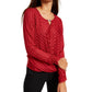 BCX Juniors' Rhinestone-Neckline Striped Top Red Size Extra Small