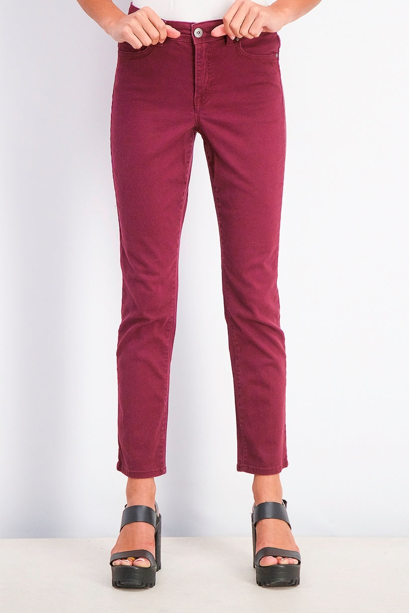 Style & Co Women's Tummy-Control Straight-Leg Fashion Jeans Red Size 14