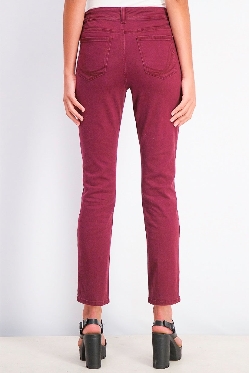 Style & Co Women's Tummy-Control Straight-Leg Fashion Jeans Red Size 14