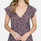 Sanctuary Women's Over The Moon Peplum Flutter Sleeve Blouse Red Black Size X-Large