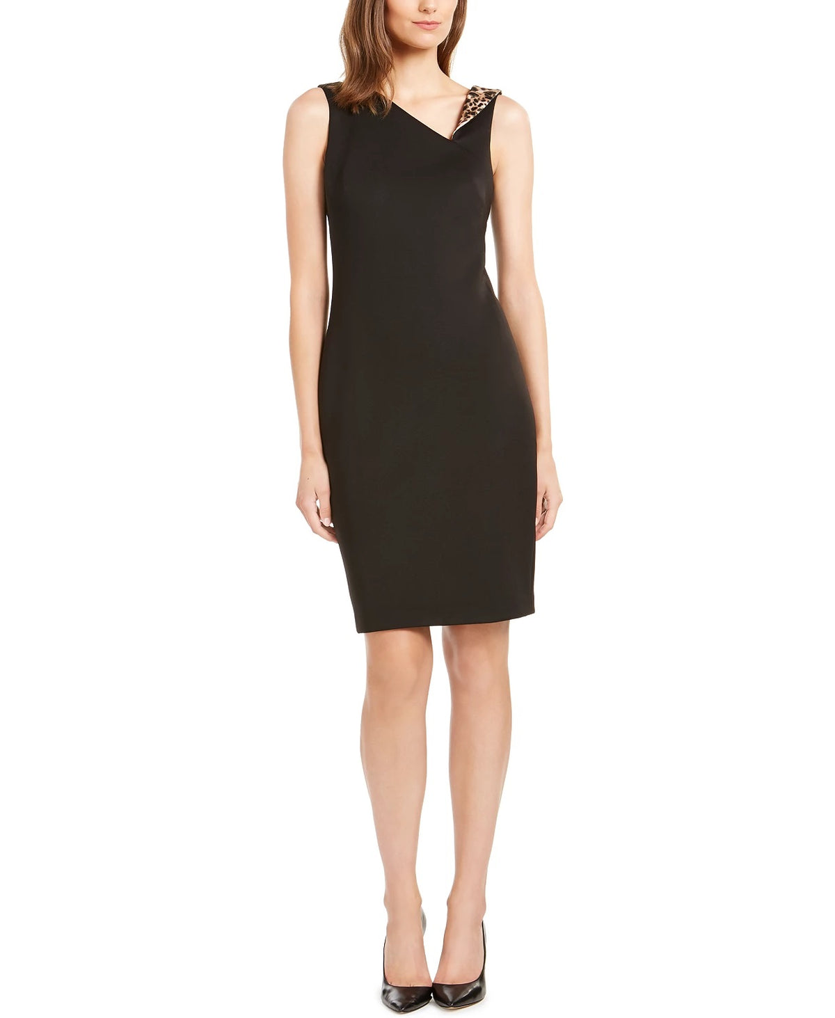 Calvin Klein Women's Animal Trim Dress Black Size 6