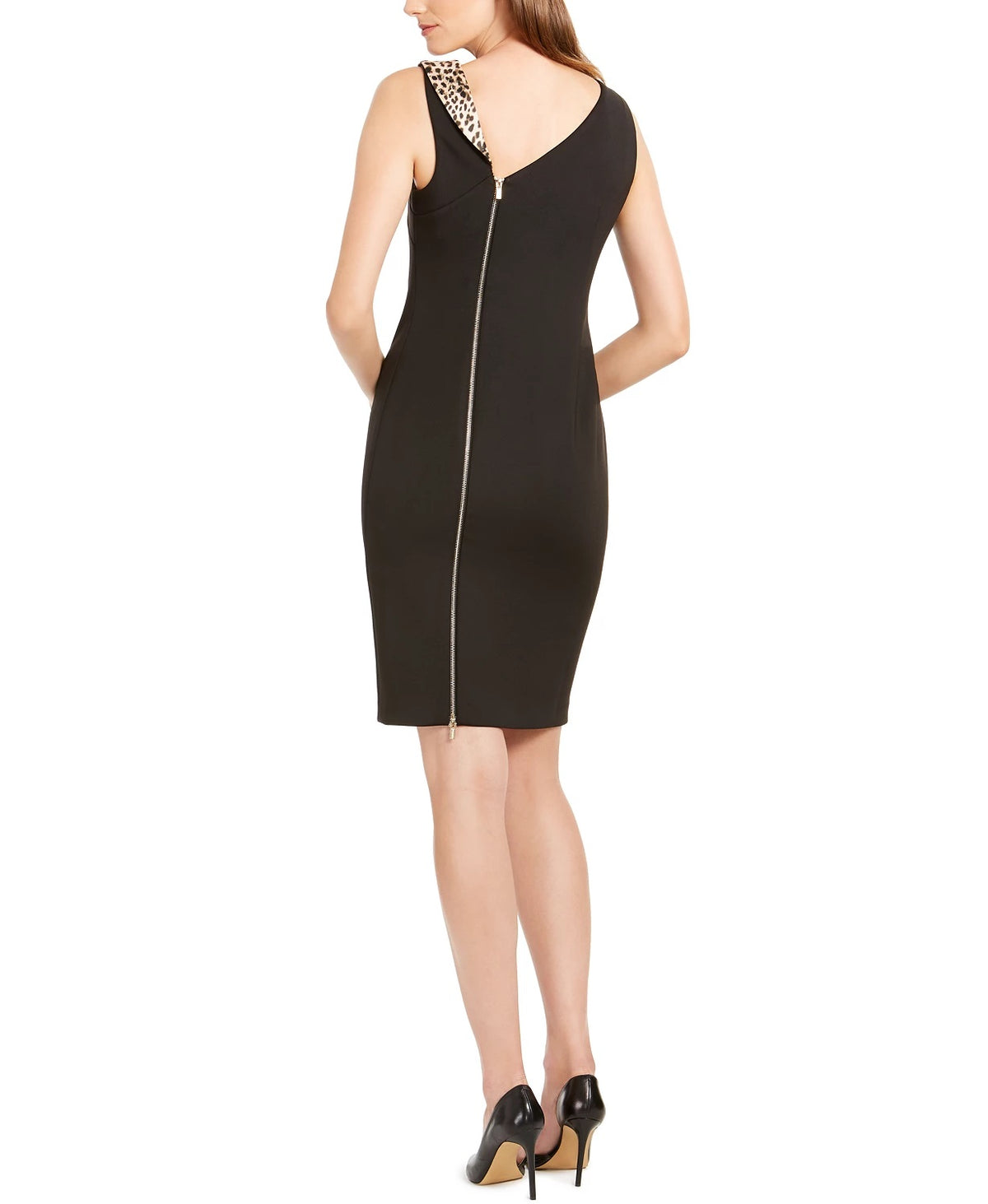 Calvin Klein Women's Animal Trim Dress Black Size 6