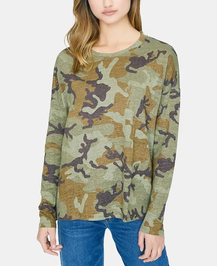 Sanctuary Women's Carlee Camo Tee Mineral Camo Green Size Large