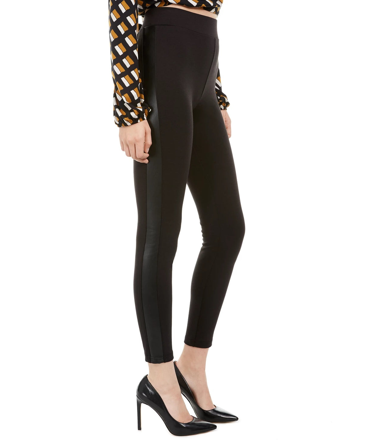 Love Fire Juniors' Pull On Faux Leather Stripe Skinny Pants Black Size Small