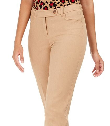 Anne Klein Women's Bowie Extended Tab Dress Pants Brown Size 6